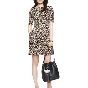 Kate Spade Black and Cream Animal Print Midi Dress